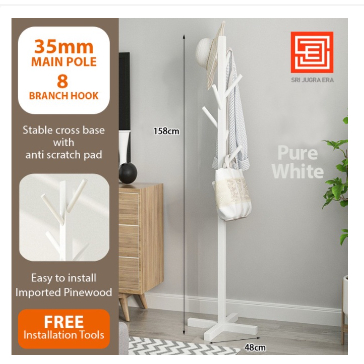 Stand Hanger Kayu Rak Gantung Baju / Topi / Hanger Baju Kayu