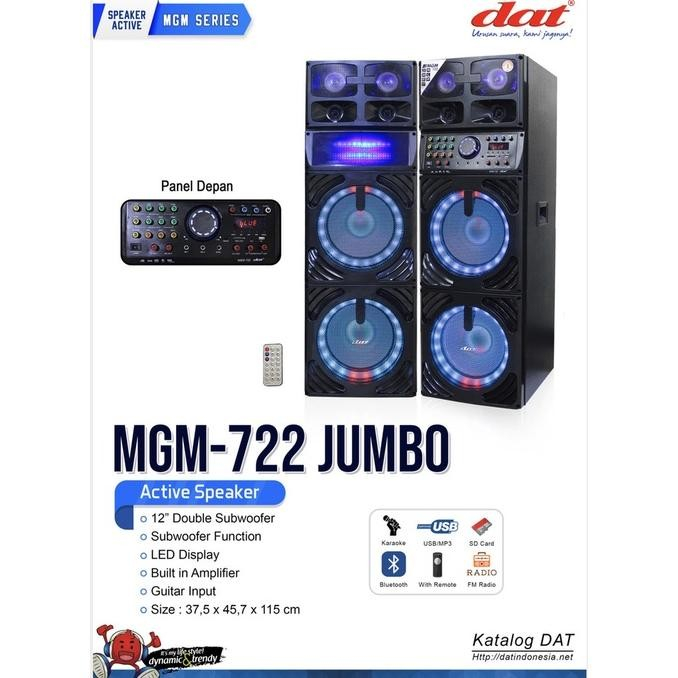 SPEAKER AKTIF DAT MGM 722 MGM722 MGM-722 JUMBO 12 INCH DOUBLE SUBWOOFER
