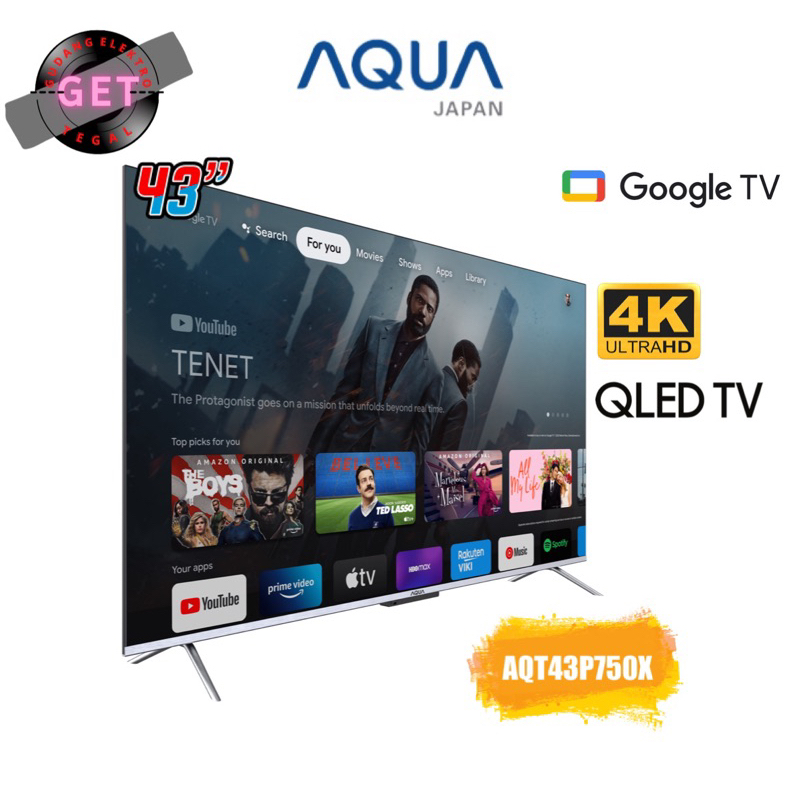 QLED 4K GOOGLE TV AQUA JAPAN - AQT43P750UX [QLED 4K] (KOTA TEGAL)