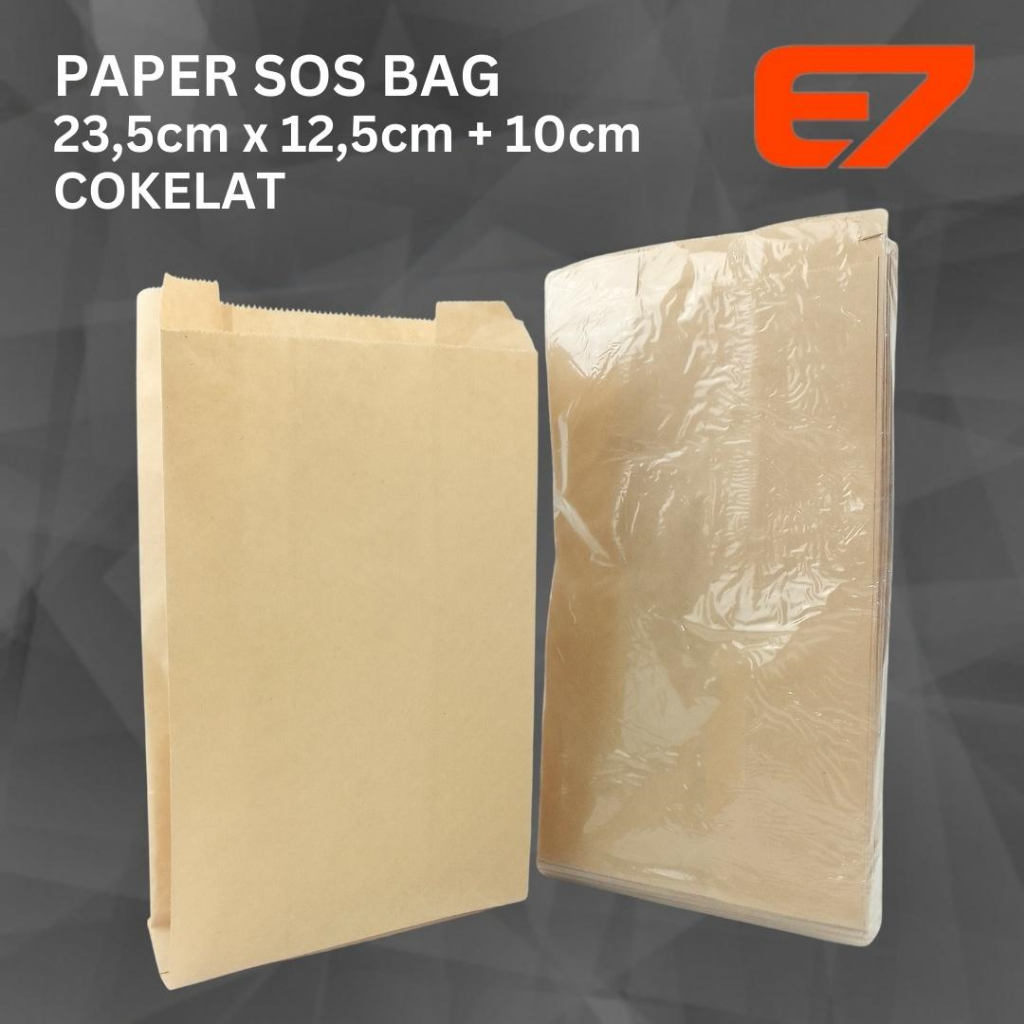 Paper SOS Bag Coklat - Kantong Kertas - Food Paper Bag - (50pcs)