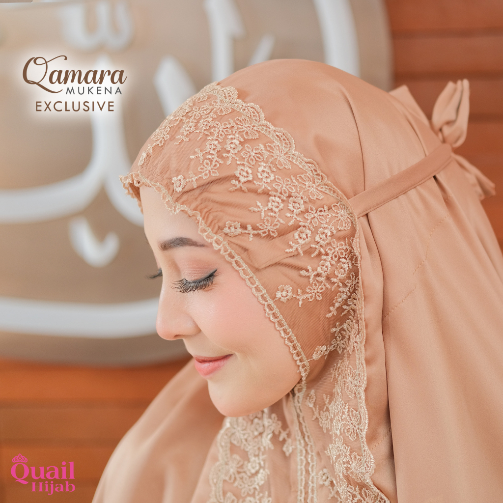 MUKENA QAMARA Aksen Renda by Quail Hijab Prada Silk Ori Murah