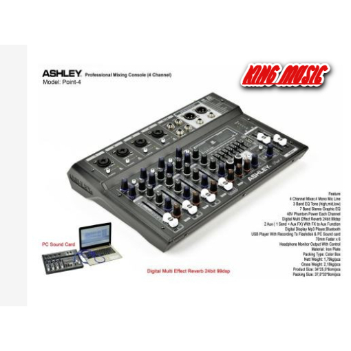 Mixer ASHLEY POINT 4 / POINT4 4 CHANNEL ORIGINAL ASHLEY USB RECORDING .