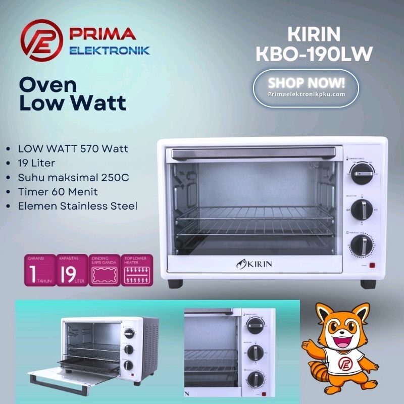 Oven Listrik Kirin KBO190LW Low watt hemat energi 19L