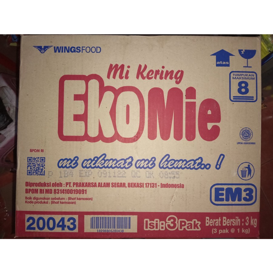 

EkoMie Mie Kering Eko Mie 3pak @1kg 1 dus