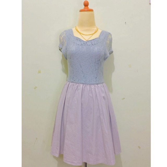 Dress wanita couture model midi mini vintage casual parisian look bahan katun poplin mix brukat brok
