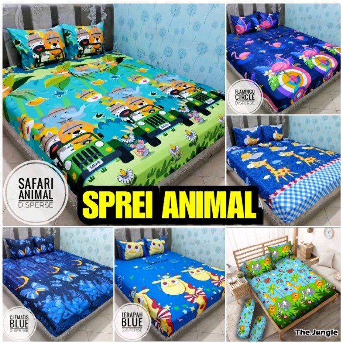 SPREI MOTIF ANIMALS KARAKTER BINATANG THE JUNGLE MOTIF KARTUN LUCU ZOO / SPREI KAMAR ANAK / SPREI KA