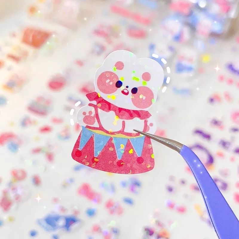 

25cm/1pcs sticker motif hewan kartun lucu glitter