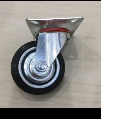 roda etalase 4"inchi hidup roda steling 100mm roda gepeng karet roda trolley troli