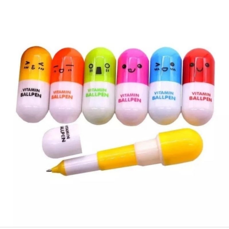 

Pulpen emoticon vitamin motif kapsul anak kids ballpoint