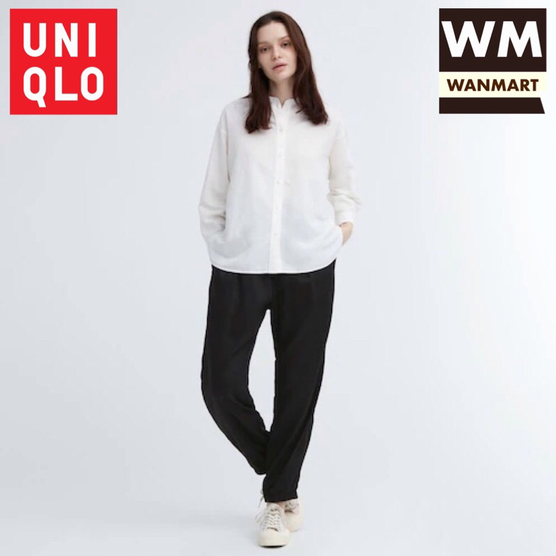 UNIQLO Women Pants Celana Panjang Wanita Drape Jogger Satin Black