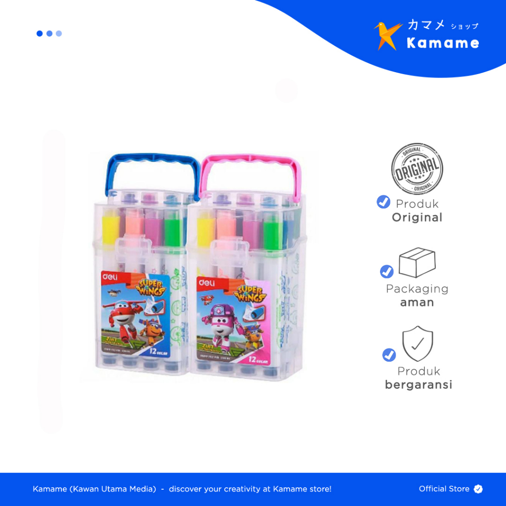 

Deli Stamp Felt Pen - Super Wings Fiber bullet tip, 4mm 12 warna C10904 - Kamame