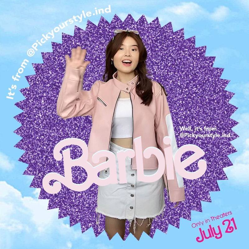 barbie outfit pink racing leather jacket