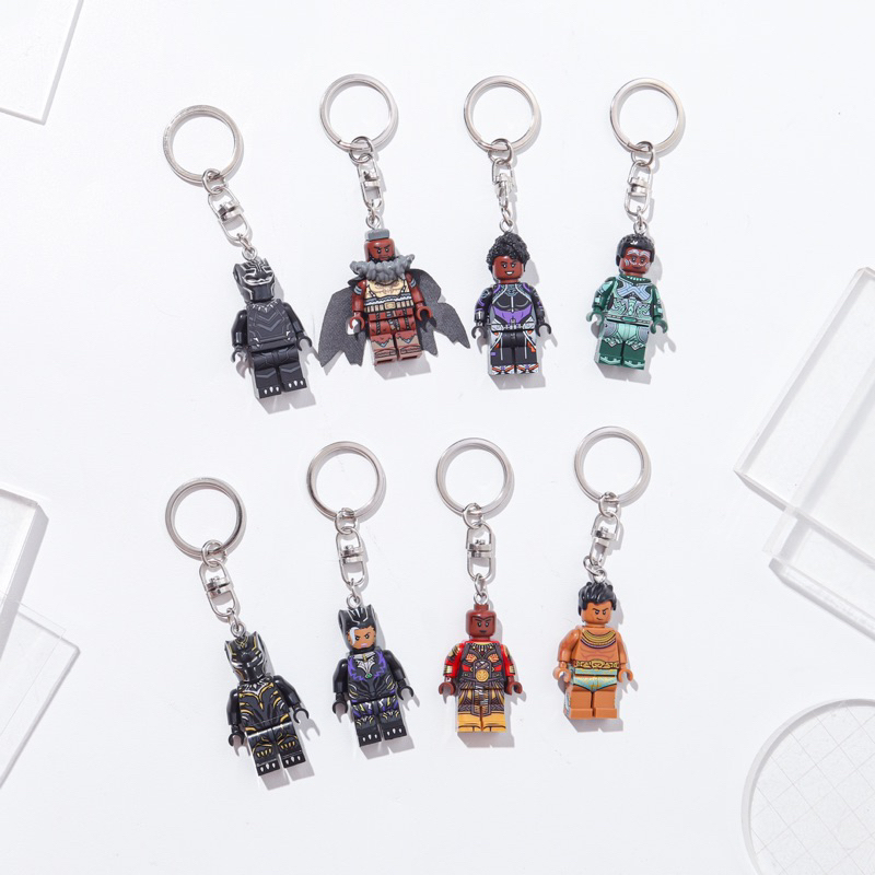 Gantungan Kunci / Keychain dg Minifigure Black Panther (Shuri M'baku Mbaku Namor Naia Okoye) - Kado 