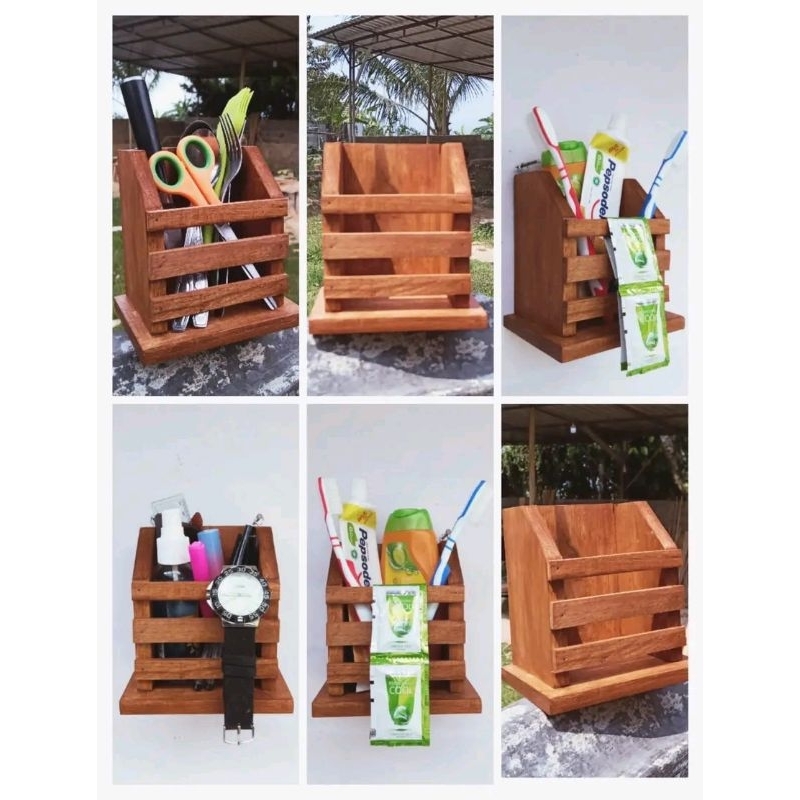 TEMPAT SENDOK KAYU/TEMPAT PULPEN GANTUNG KAYU