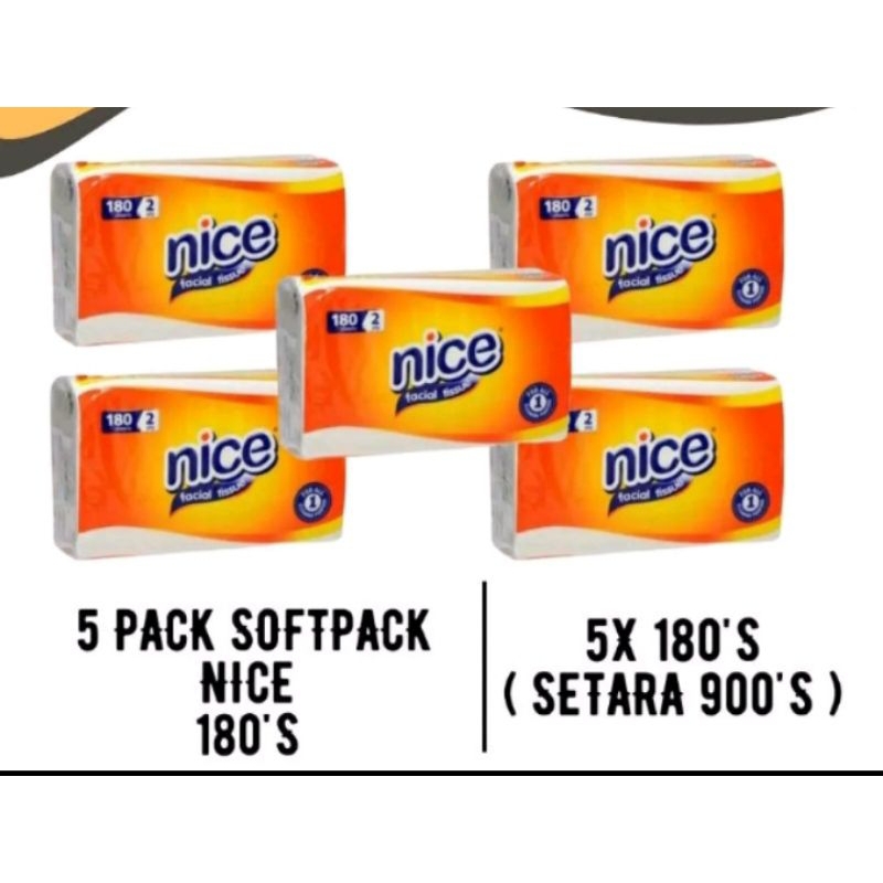 	 Tissue Nice 180 Sheets ( paket hemat isi 5 pcs )	