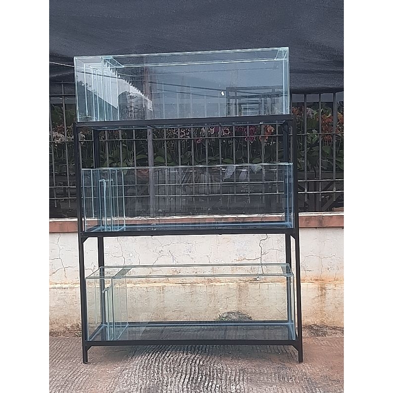 Paket Aquarium 120x40x40 Filter Samping + Rak Besi Siku 3 Susun