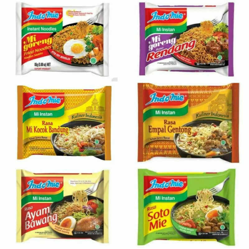 

indomie Goreng / Indomie Kuah / Indomie Soto / Indomie Kocok Bandung / Indomie Empal Gentong