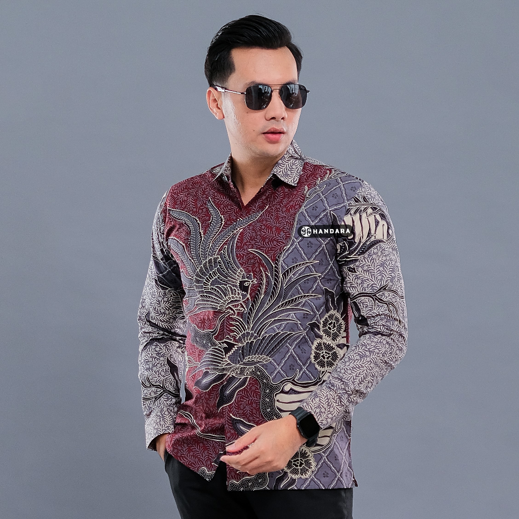 Batik Handara - Jatiasmoro Burgundy Kemeja Pria Furing Erro