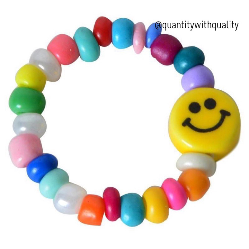 Cincin Manik Smile Wanita Mix Beads Campur Warna Fancy Ceria Import Benang Mulur Premium