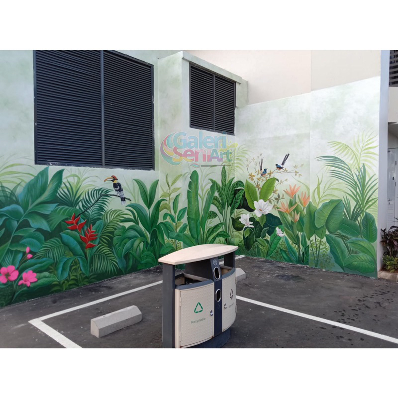 Jasa lukis dinding mural | lukis dinding tema tropical & Taman kanak kanak