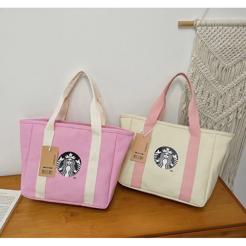 [Chiyo] Tas Tote Bag Starbucks Barbie Pink High Quality | Tas Wanita Import