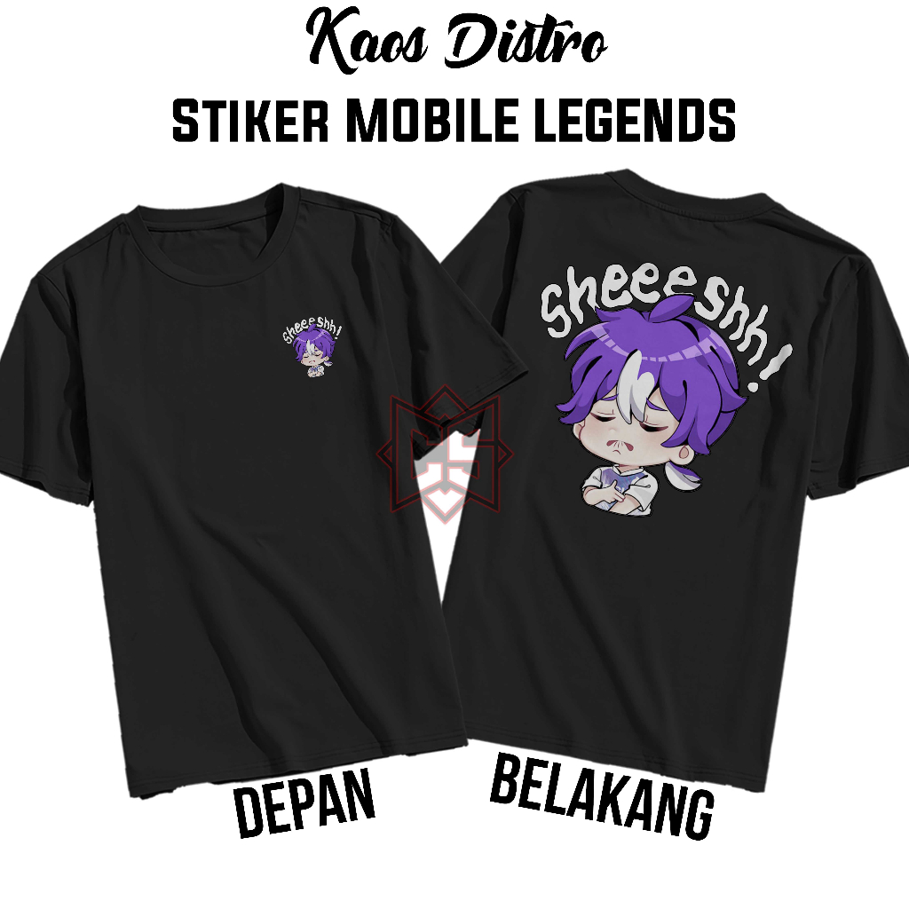 KAOS DISTRO MOBILE LEGENDS MOTIF BATTLE EMOTE STIKER SHEEEESH NT KADANG-KADANG MLBB PRIA WANITA KERE