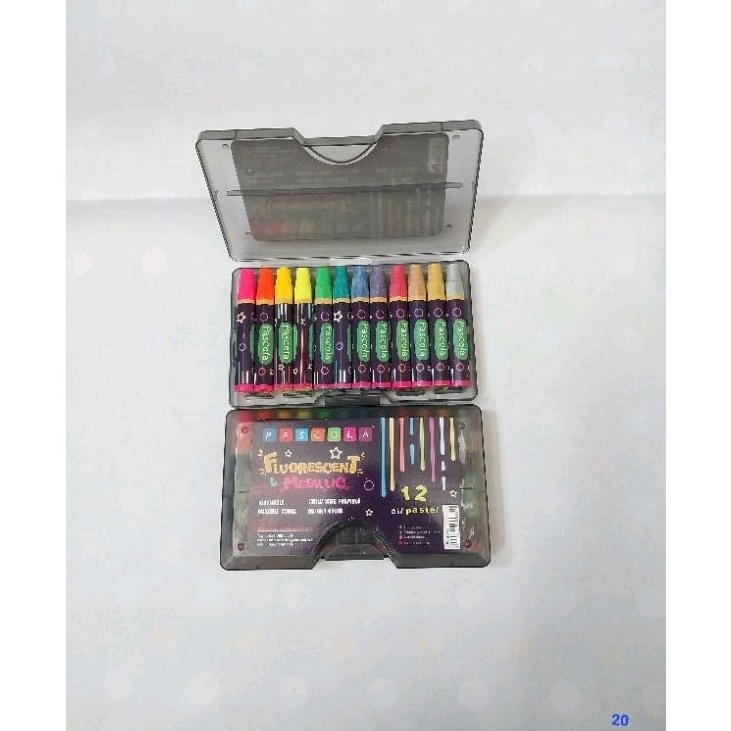 

Crayon merk pascola tipe florencent metalik isi 12 pcs