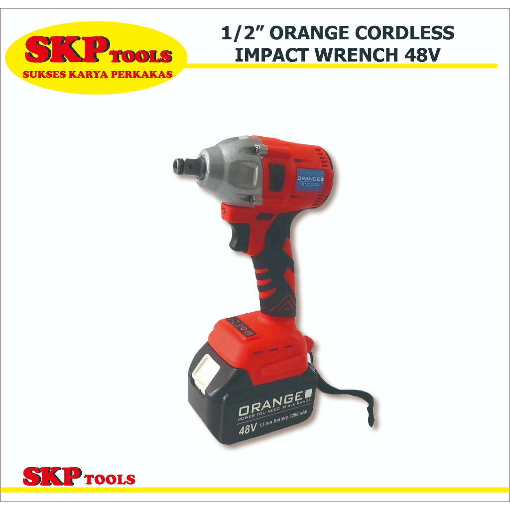 1/2” ORANGE CORDLESS IMPACT WRENCH 48V/Buka Ban Mobil