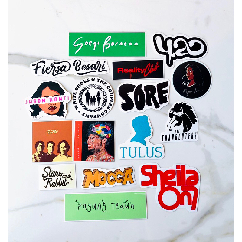 STICKER PACK BAND INDO Mocca sore white shoes float fiersa besari soegi bornean 420 tulus sheila coc