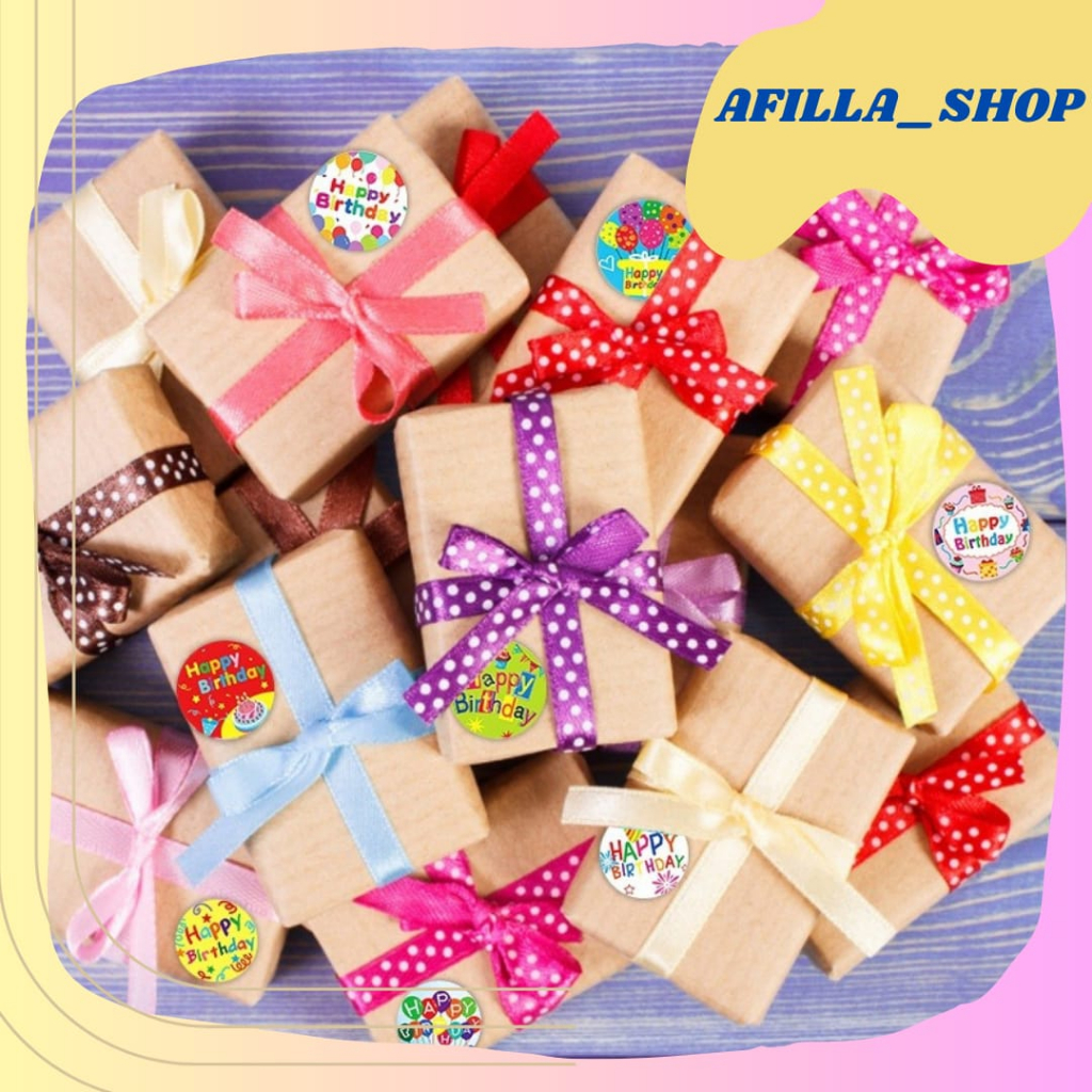 

Stiker Happy Birthday 1 Roll 500Pcs Stiker Ulang Tahun Label Serbaguna Motif Cantik