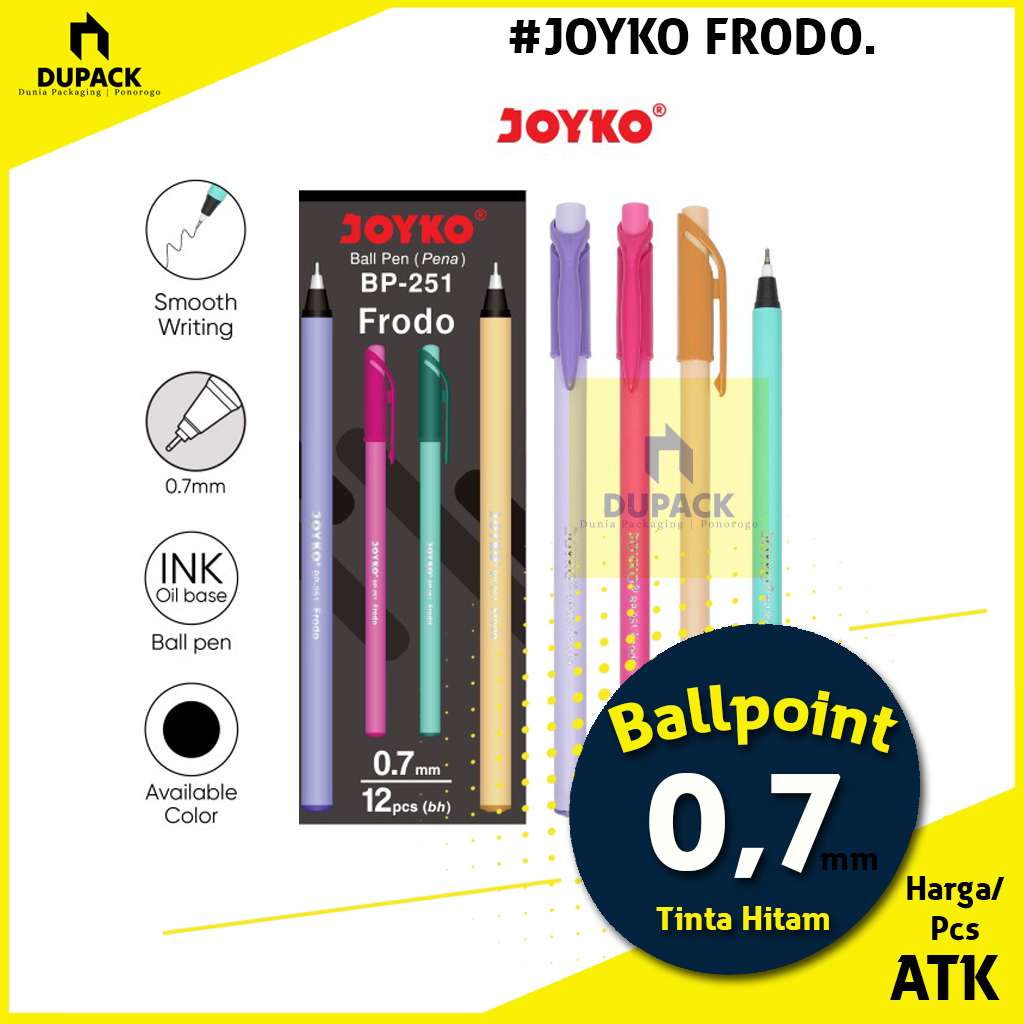 

Pulpen Warna BP-251 0,7 mm Tinta Hitam Joyko Frodo