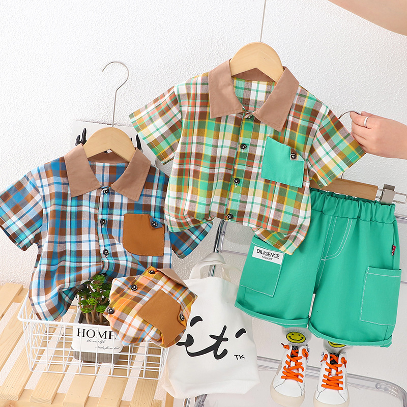 Setelan Kemeja Anak Laki Laki Baju Anak Laki Laki motif Kotak