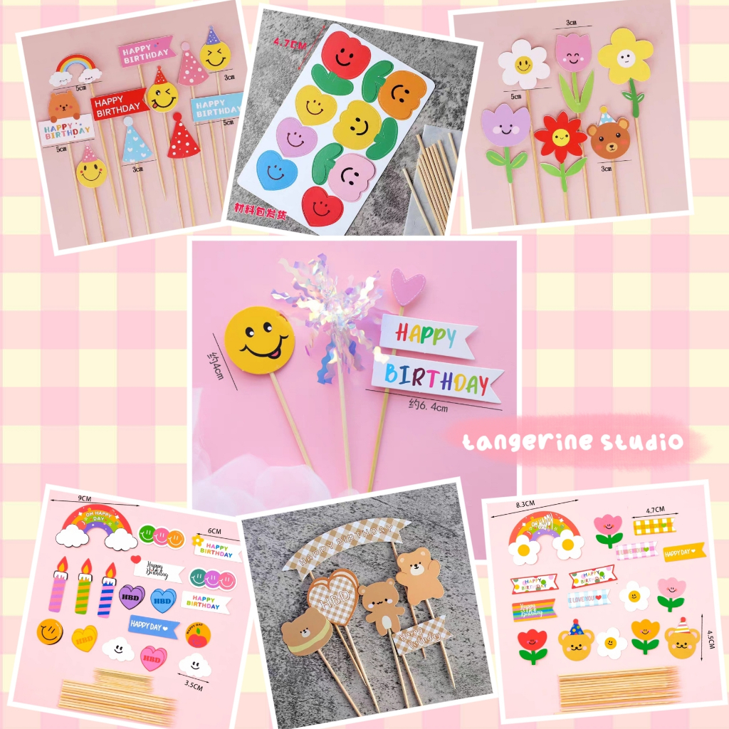 Cake Topper Kertas / Topper Ulang Tahun Fireworks Kembang Api Emoji Smiley