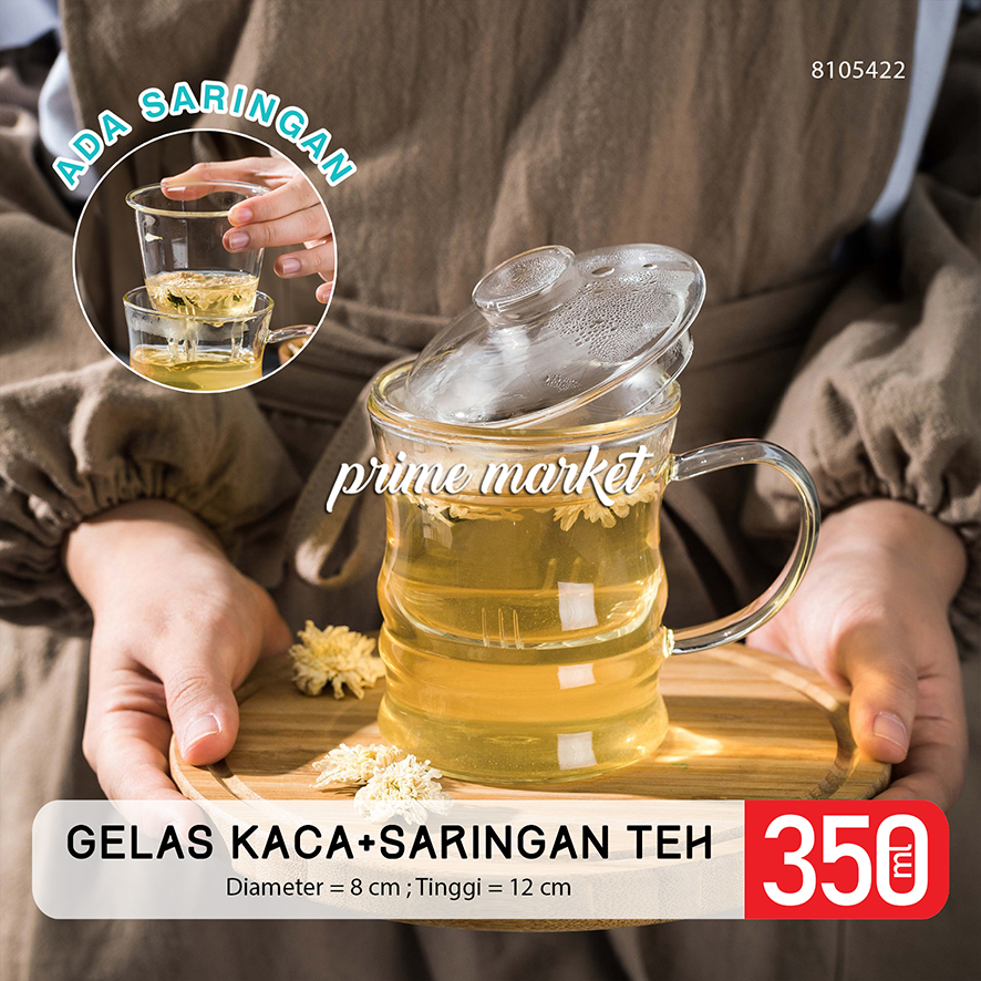 Gelas Saringan Teh & Rempah Tahan Panas dan Dingin Saringan Teh Herbal Kaca Aesthetic 350 ml (810542