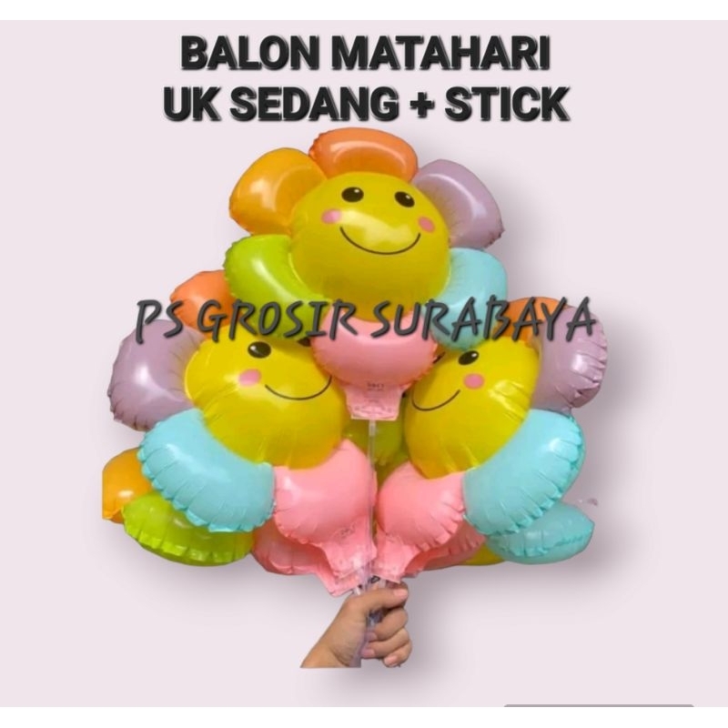 BALON BUNGA MATAHARI JUMBO SEDANG + STICK