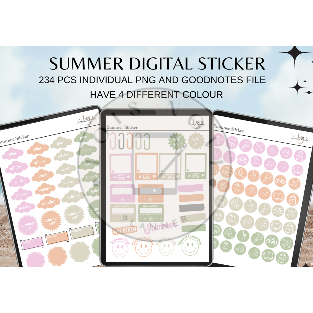 

Summer Digital Sticker, Sticker for Digital Planner