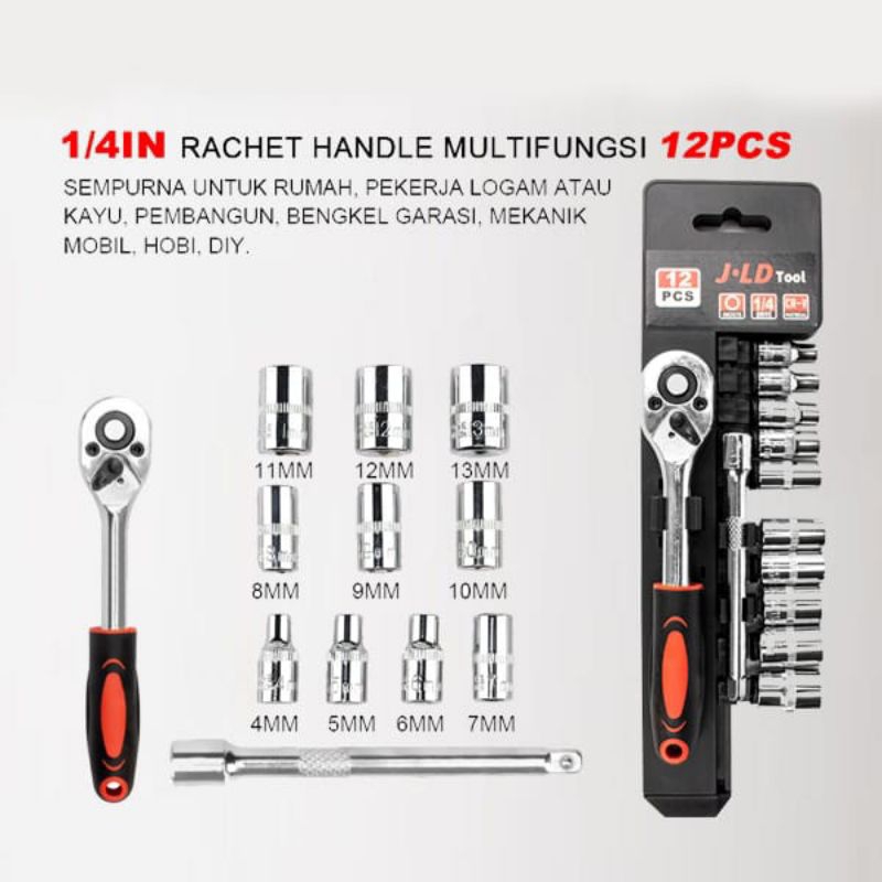 KUNCI SHOCK SET 12 IN 1 CRV DRIVE SHOCKED WRENCH 12PCS