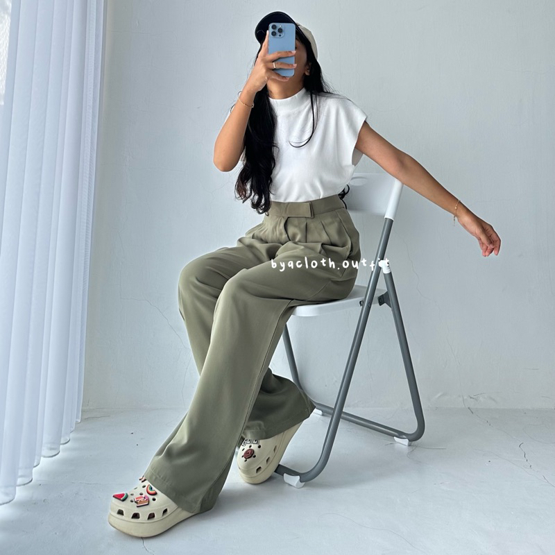 BYACLOTH Zupa Loose Pants Trousers Wanita Celana Anti Kusut - Celana Kulot Wanita - Celana Kantor Formal Casual