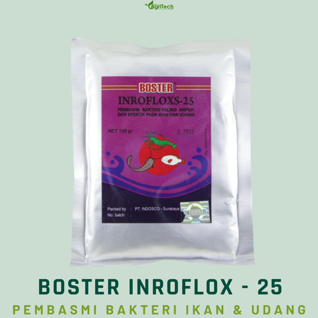 BOSTER INROFLOX 25 BUBUK TEPUNG 100 GR ANTIBIOTIK IKAN ENROFLOXACIN PARASIT IKAN UDANG