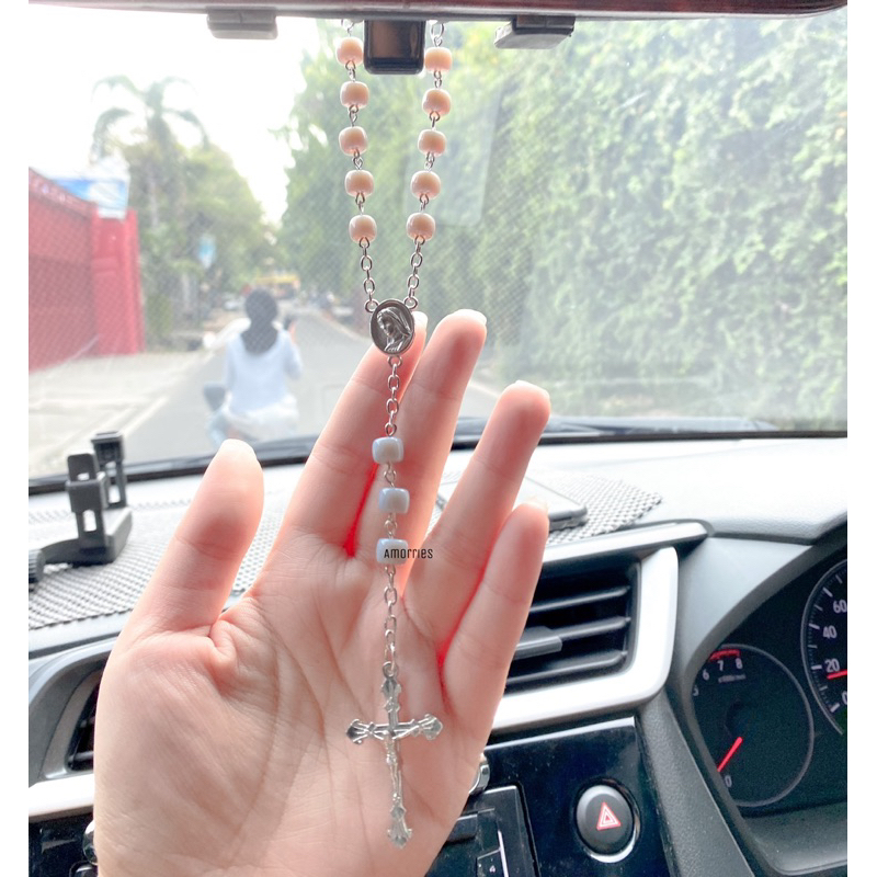AMORRIES Gantungan Spion Mobil Rosario Unik Dan Lucu Handmade/ Kalung Rosario Buat SPION Mobil Gantu