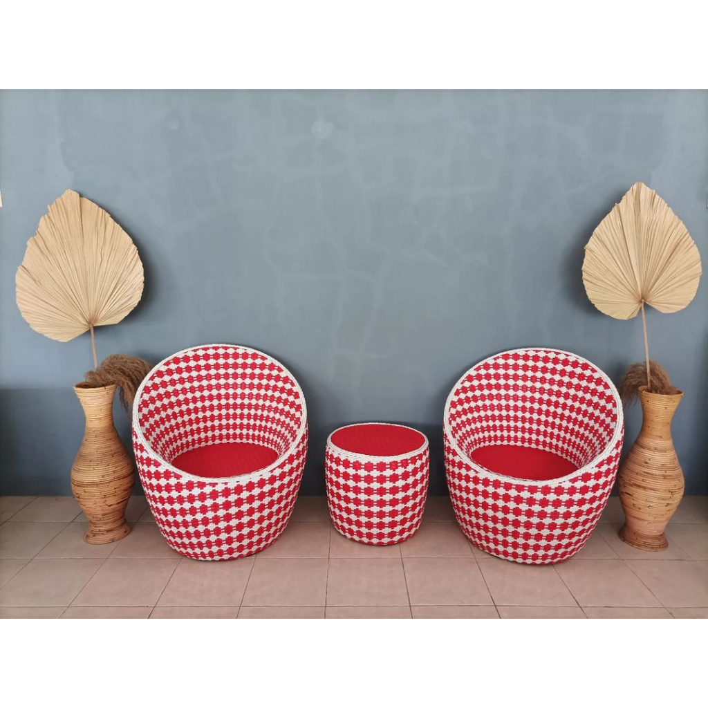 [ TERAS ROTAN SET ] Kursi Gentong Rotan / Kursi Rotan Sintetis Gentong / Kursi Teras Rotan Gentong