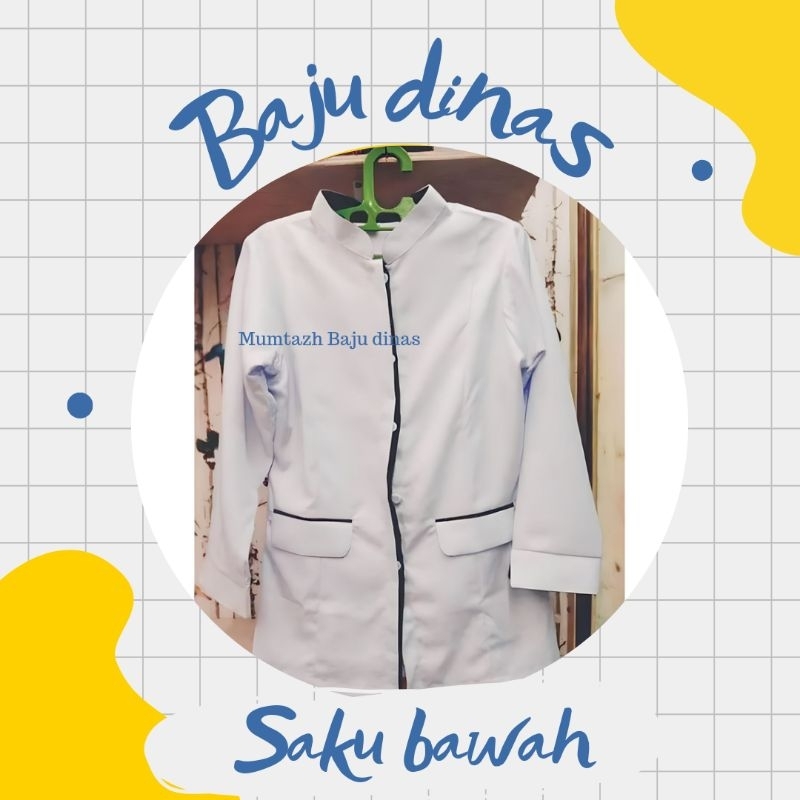Baju Putih list hitam/Kemeja dinas putih hitam/ Baju Putih pemda/ Baju putih PNS
