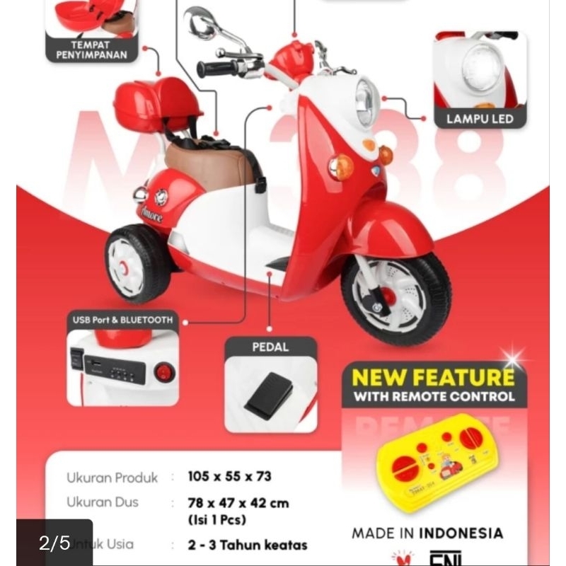 Mainan Anak Motor Aki PMB M-338 Amore Pakai Remote