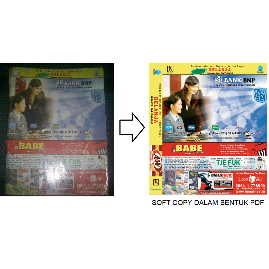 Buku telepon Yellow Pages (file PDF, soft copy) JAKARTA, SURABAYA, BATAM, dll