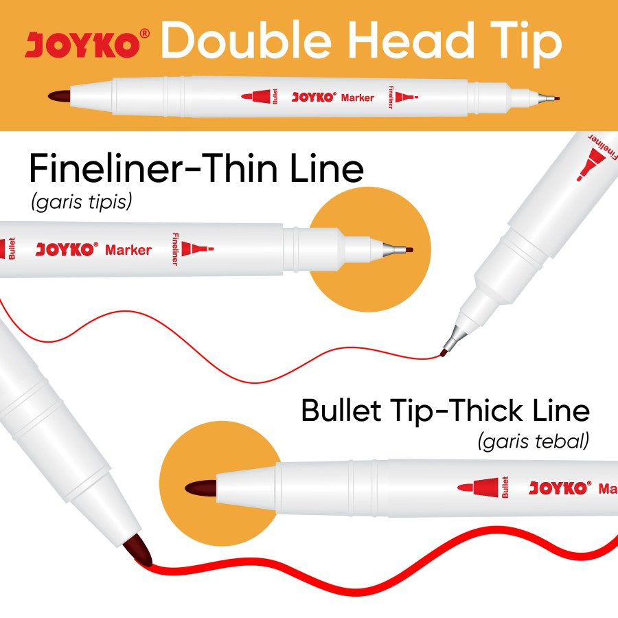 

Color Marker Penanda Spidol Berwarna Joyko MK-64 Dual Tip