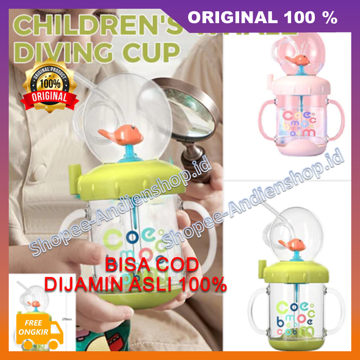 Baby Childrens Whale Diving Cup Botol Minum Anak Ikan Paus Spray Sedotan Air Mancur Lumba Lumba 100%