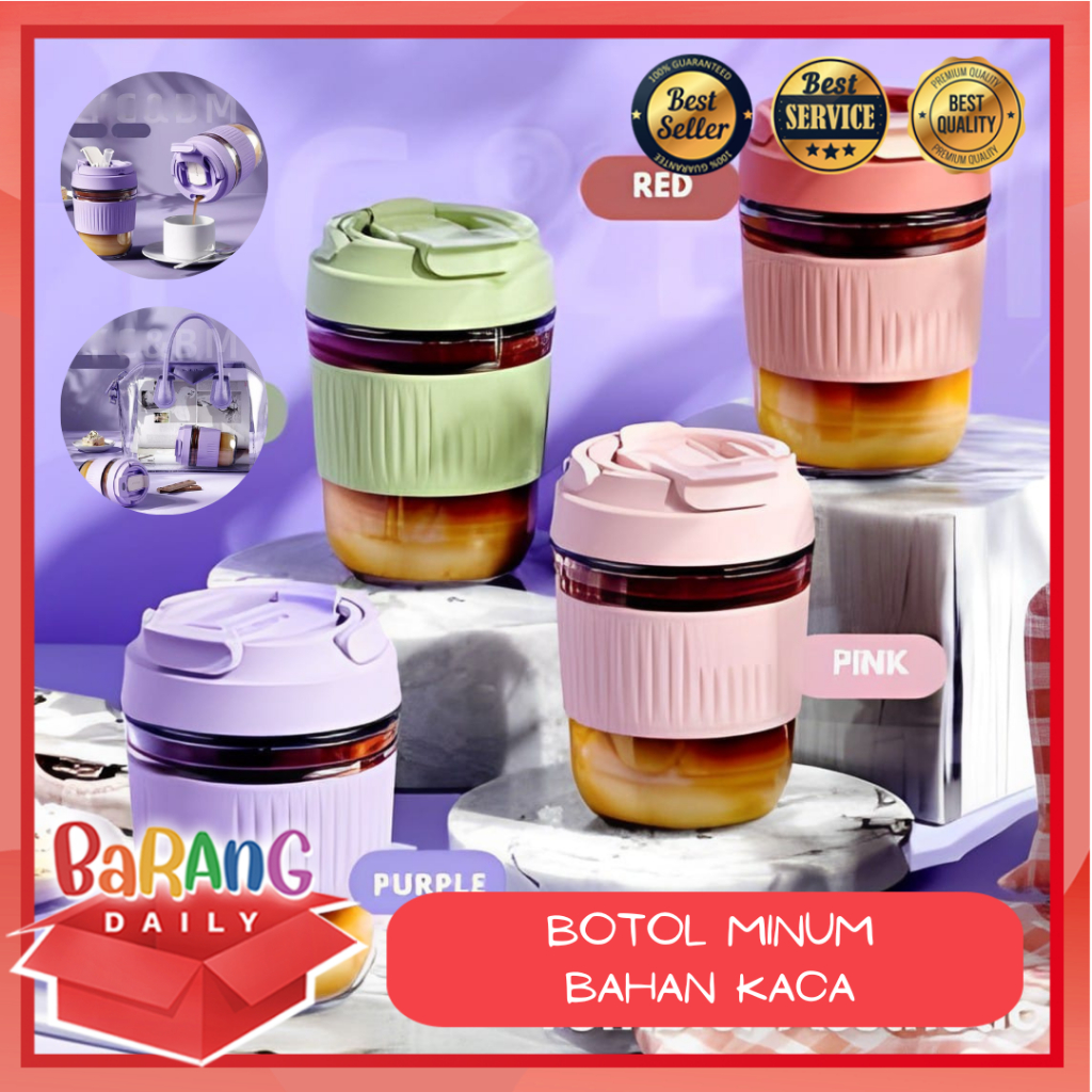 TUMBLER BOTOL KOPI MINUM KACA ANTI TUMPAH