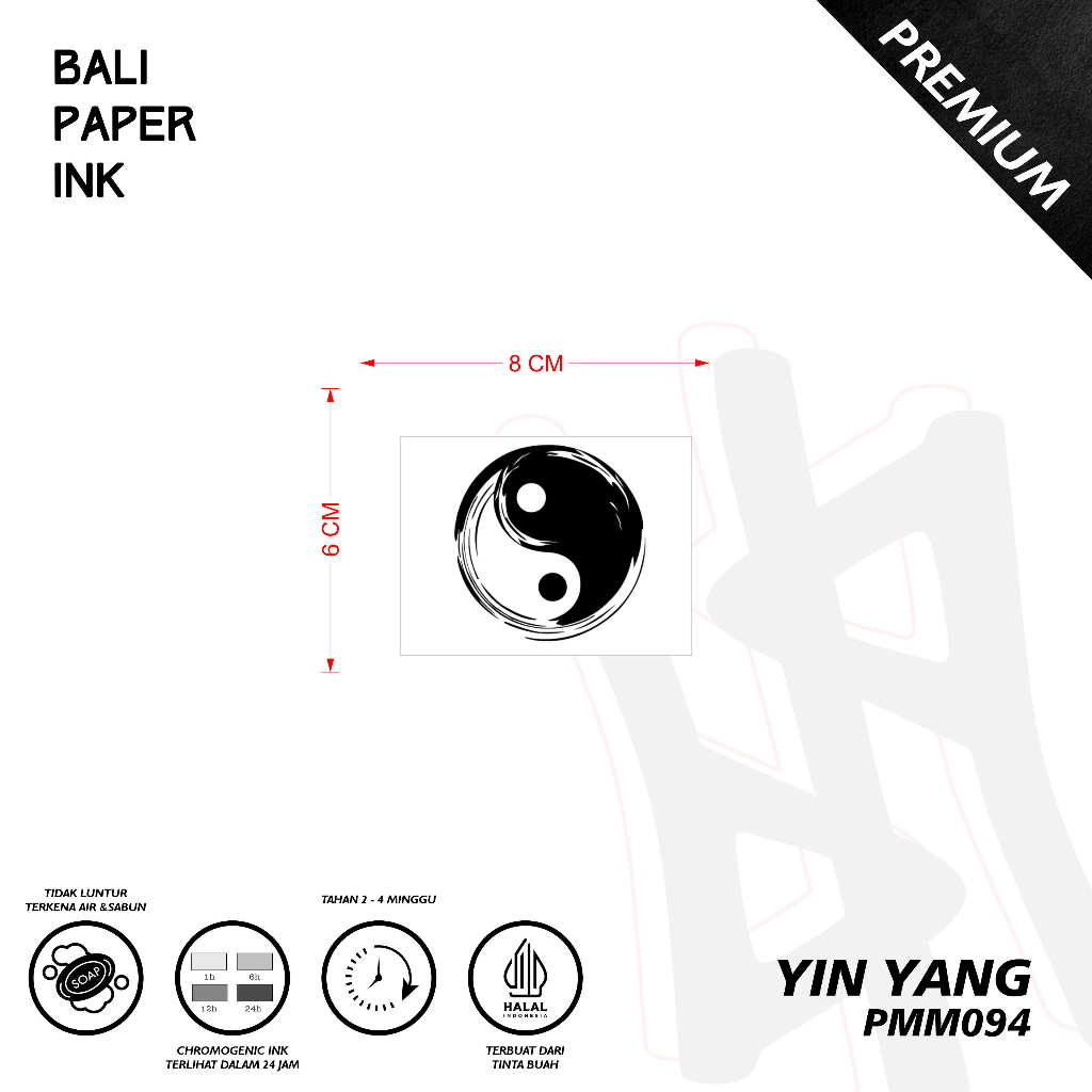 Bali Paper Ink PMM094 Yinyang Fruit Ink Tattoo Temporary Premium Tato Temporer Oldschool - Tato Leng