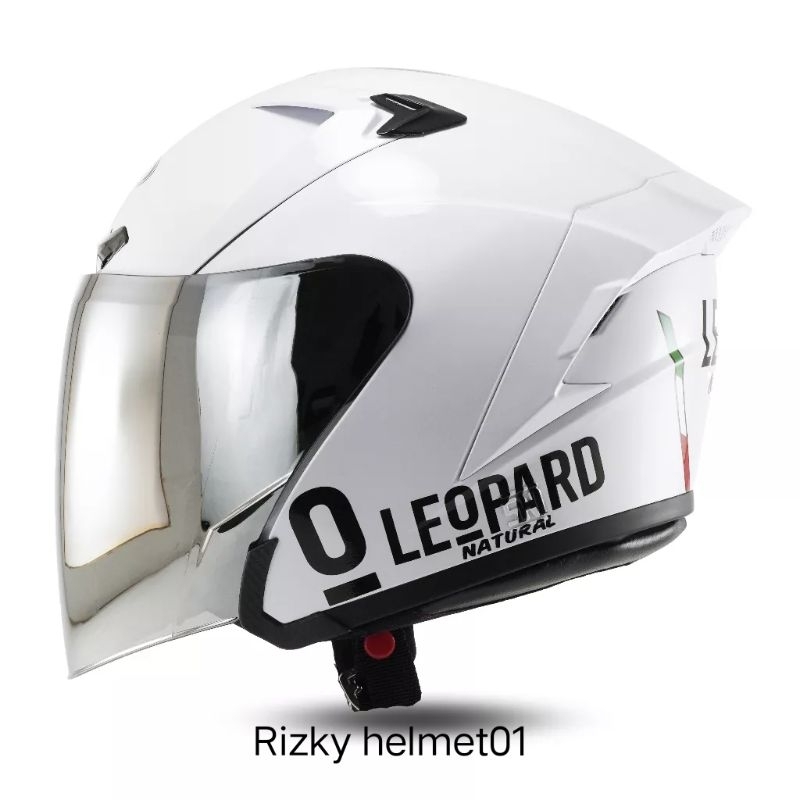 Helm half face ALV Ultron putih leopard