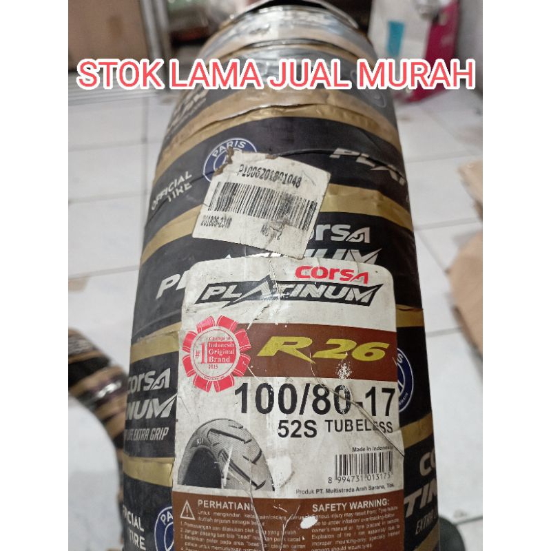 Ban Luar Corsa Platinum R26 Murah 80/80-17 100/80-17 Stok Lama